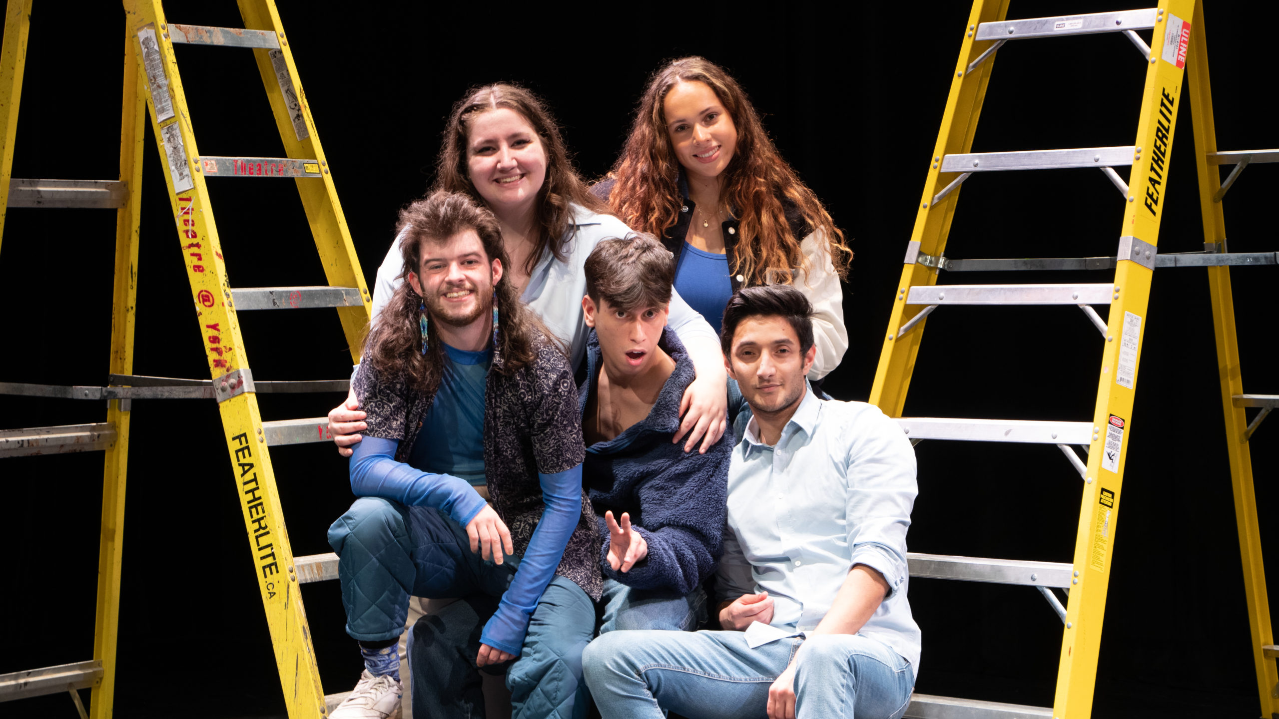 Group photo of the members of Group of Friends: Back L-R: Hannah Ruth Rocca and Olivia Taylor. Front L-R: Mackenzie Mackenzie Mccallum-Mallory, Eric Amaral, and Abhishek Sharma.